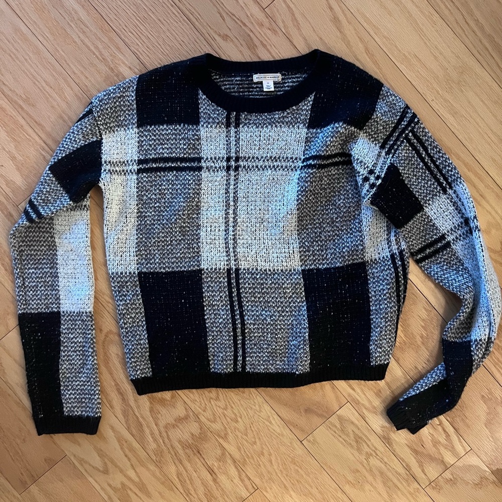 Gray and black plaid sweater